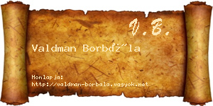 Valdman Borbála névjegykártya